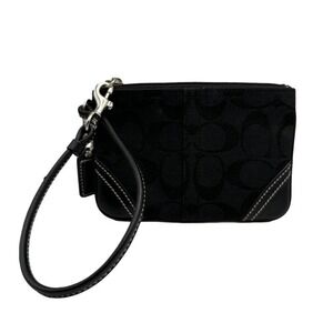 COACH Black Signature Canvas Wristlet